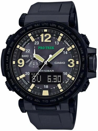 Pre-owned Casio Pro Trek Prg-600y-1jf Solar Powered Japan Tracking Free Shipping