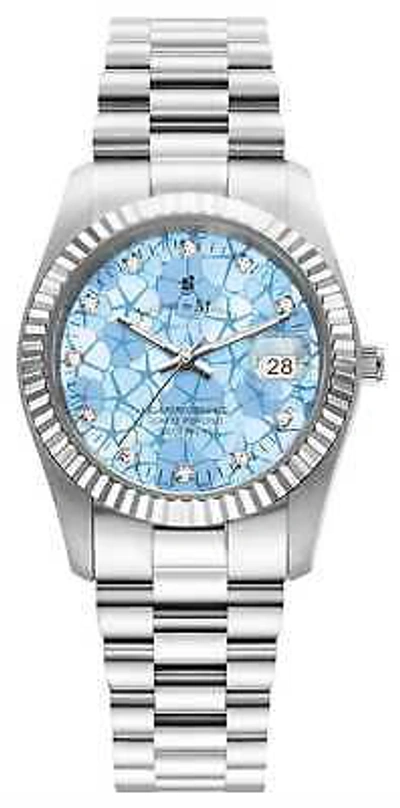 Pre-owned Jacques Du Manoir Inspiration Flower (34mm) Blue Dial / Stainless Steel