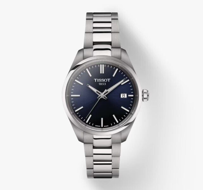 Pre-owned Tissot Quartz Pr 100 Blue Dial Round Stainless Steel Men's Watch T1502101104100