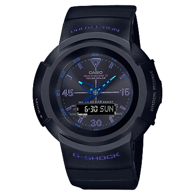 Pre-owned Casio G-shock Awg-m520vb-1ajf Virtual Blue Series Radio Solar Watch Black Men's