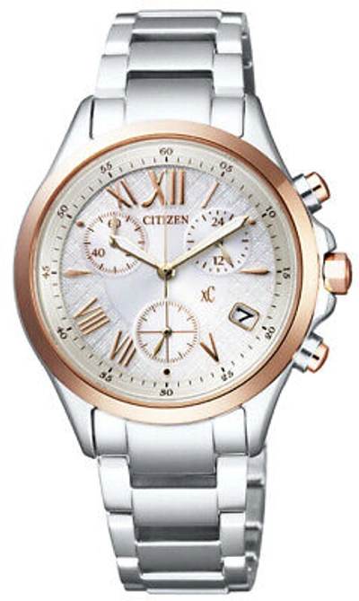 Pre-owned Citizen Xc Cross Sea Fb1404-51a Silver Eco-drive Chronograph Women Watch Japan