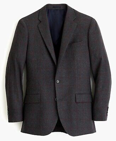 Pre-owned Jcrew Ludlow Blazer 36r Check Windowpane Dark Grey Charcoal Suit Jacket 38 Slim In Gray