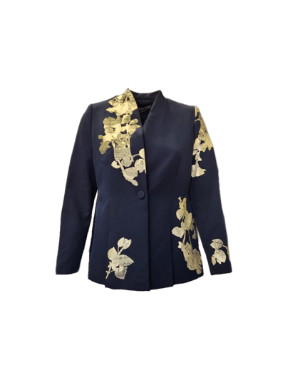 Pre-owned Marina Rinaldi Women's Black Collier Button Closure Jacket