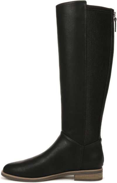 Pre-owned Dr. Scholl's Shoes Women's Astir Zip High Shaft Boots Knee In Black Smooth