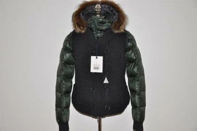 Pre-owned Moncler Youri Fur-trim Hooded Down & Feather Filled Bomber Jacket + Wool Vest In Green