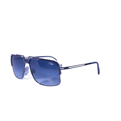 Pre-owned Cazal Rectangle Sunglasses 9103-003 Night Blue Gunmetal Frame Blue Lenses