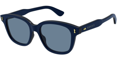 Pre-owned Gucci Rectangular Sunglasses Gg1264s-002-52 Blue Frame Blue Lenses