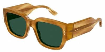 Pre-owned Gucci Rectangular Sunglasses Gg1261s-004-54 Havana Frame Green Lenses