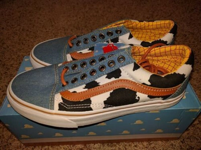 Pre-owned Vans Old Skool X Toy Story Woody Cowboy Denim Disney Cow Print Low Land Rare In Blue