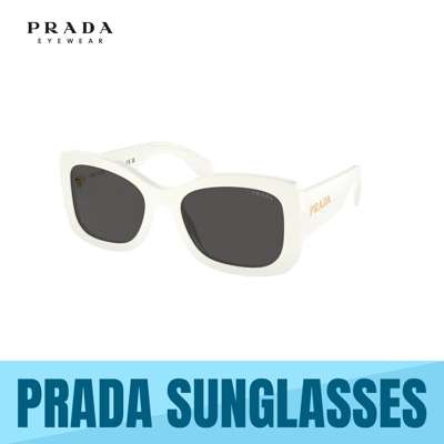 Pre-owned Prada Pr A08sf 1425s0 Talc Frame-dark Grey Lens 55mm Womens Sunglasses Authentic In Gray