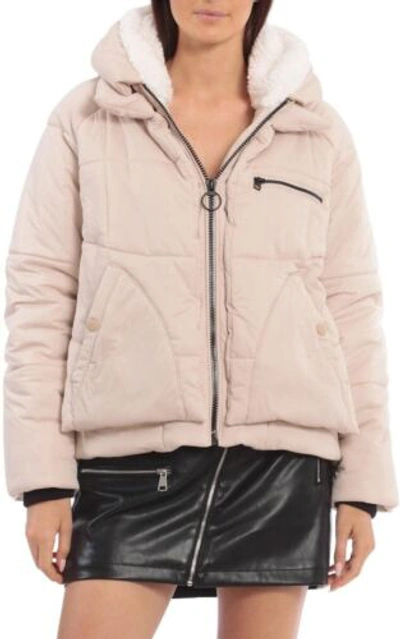 Pre-owned Avec Les Filles Quilted Oversized Puffer Coat With Faux Fur Lined Hood In Buff