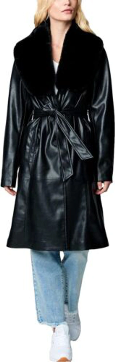 Pre-owned Blanknyc [] Womens Luxury Clothing Vegan Leather Faux Fur Trench Coat,... In In The Moment