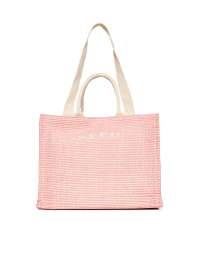 Marni Logo Embroidered Top Handle Bag In Pink