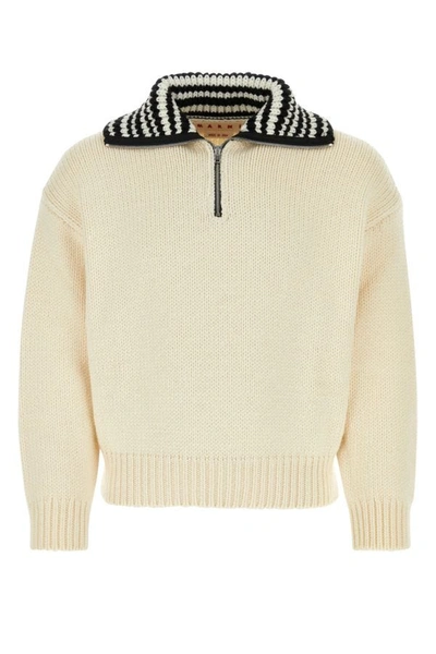 Marni Turtleneck Knit Sweater In White