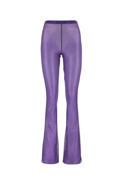 OSEREE OSEREE WOMAN PURPLE STRETCH MESH LAME PANT