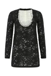 Saint Laurent Black Lace Mini Dress In Black