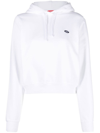 Diesel F-reggy-hood-doval-pj Logo-appliqué Cotton Hoodie In White
