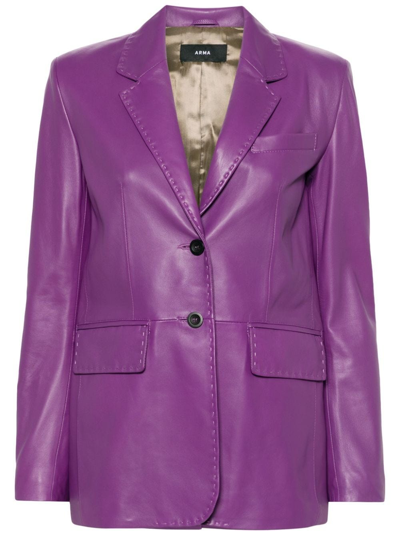 Arma Brussels Leather Blazer In Purple
