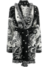 Alanui Belted Fringed Wool-blend Jacquard Cardigan In Nero