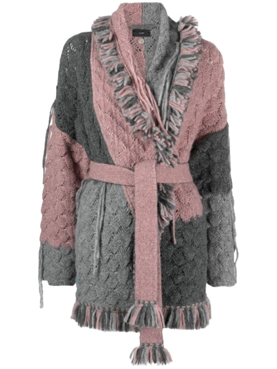 Alanui Antarctic Dream Patchwork Cardigan In Grey