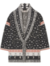 Alanui Astrology Wheel Jacquard Fringed Cardigan In Grey