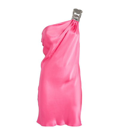 Stella Mccartney Embellished Falabella Mini Dress In Bright Pink