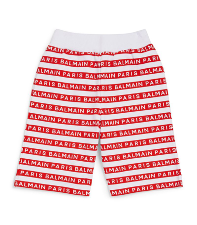 Balmain Kids' Striped Logo Shorts (4-14 Years) In White