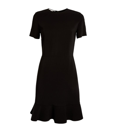 Stella Mccartney Womens Black Ruffle-trim Crepe-texture Stretch-woven Mini Dress