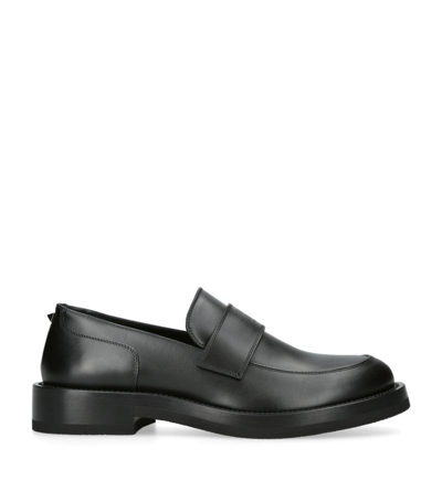 Valentino Garavani Leather Logo-embossed Loafers In Black