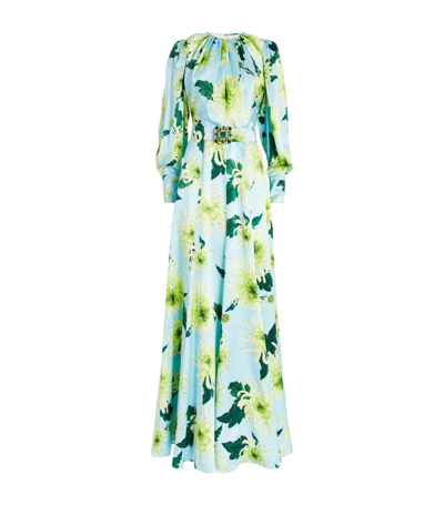 Andrew Gn Floral Belted Gown In Multi