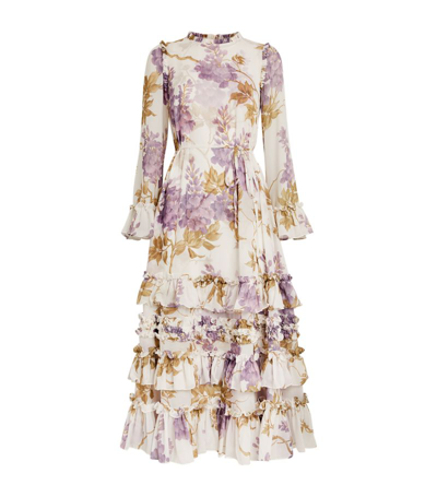 Needle & Thread Chiffon Wisteria Midi Dress In Multi