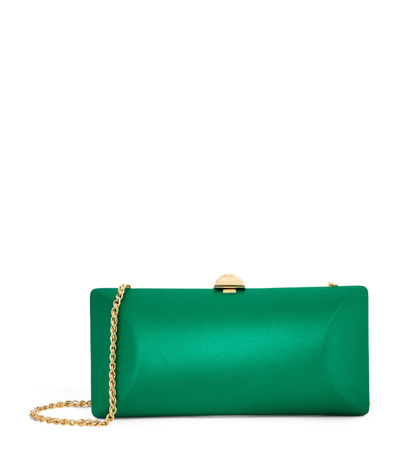 Rodo Silk Satin Clutch Bag In Green