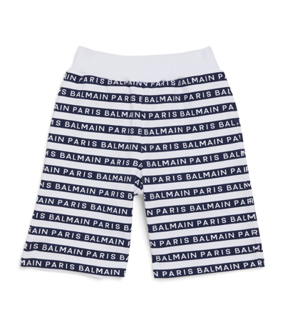 Balmain Kids Striped Logo Shorts (4-14 Years) In White