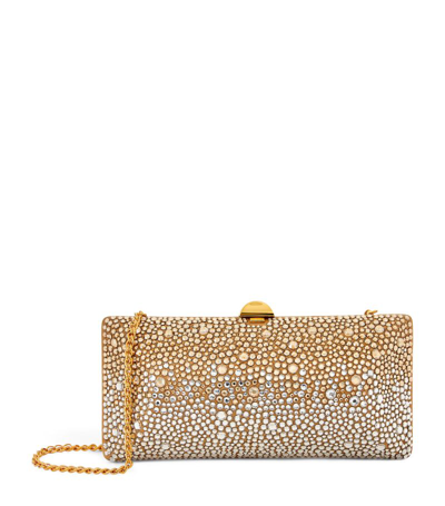 Rodo Silk Satin Crystal-embellished Clutch Bag In Gold
