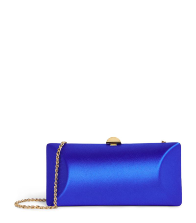 Rodo Silk Satin Clutch Bag In Blue