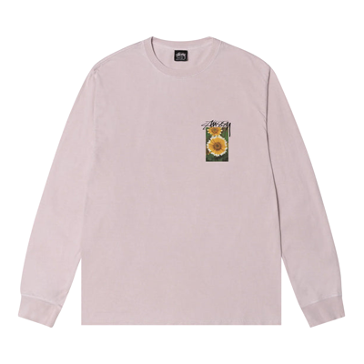Pre-owned Stussy Flower Grid Pigment Dyed Long-sleeve Tee 'blue' In Pink