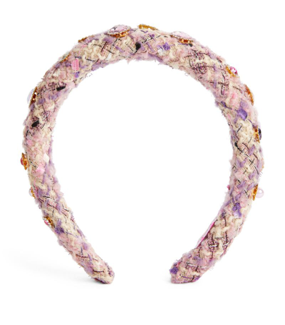Bari Lynn Kids' Tweed Jewel Headband In Purple