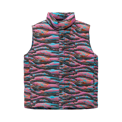 Pre-owned Erl Printed Qulted Puffer Vest 'pink Rave'