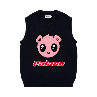 Pre-owned Palace Kawaii Vest Knit 'navy' In Blue