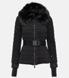 Moncler Plantrey Hooded Belted Faux Fur-trimmed Quilted Shell Down Jacket In Black