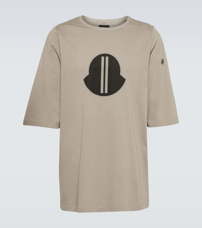 Moncler Genius X Rick Owens Logo Cotton Jersey T-shirt In Beige