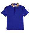 Burberry Knight Johane Checked-collar Short-sleeve Cotton Polo Shirt 4-12 Years In Blue