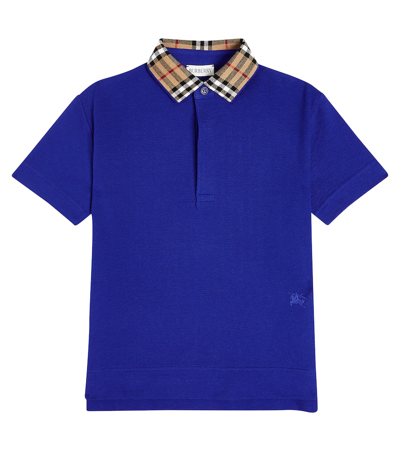 Burberry Babies'  Knight Johane Checked-collar Short-sleeve Cotton Polo Shirt 4-12 Years In Multi-coloured