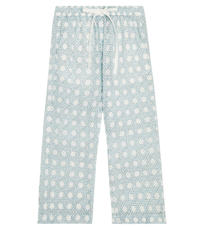 Marysia Bumby Kids' Montauk Printed Pointelle Wide-leg Pants In Blue