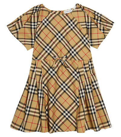 Burberry Kids'  Check Twill Dress In Archive Beige Ip
