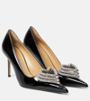 Mach&mach 110 Triple Heart Pumps In Patent Leather In Black