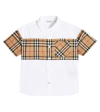 Burberry Boy's Devon Check Panel Short-sleeve Shirt In Multicoloured