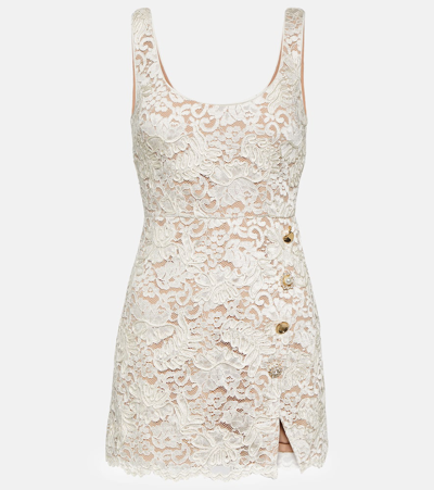 Self-portrait Embellished Lace Mini Dress In White