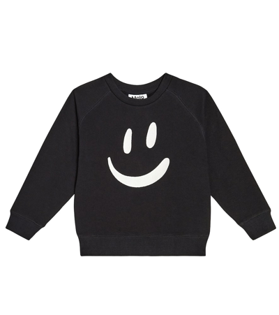 Molo Kids' Mike Printed Cotton Sweatshirt In Black