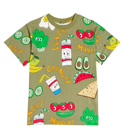Stella Mccartney Kids' Printed Cotton Jersey T-shirt In Green